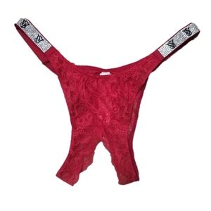 Victoria's Secret Bombshell Shine Strap Brazilian Crotchless Panty Medium